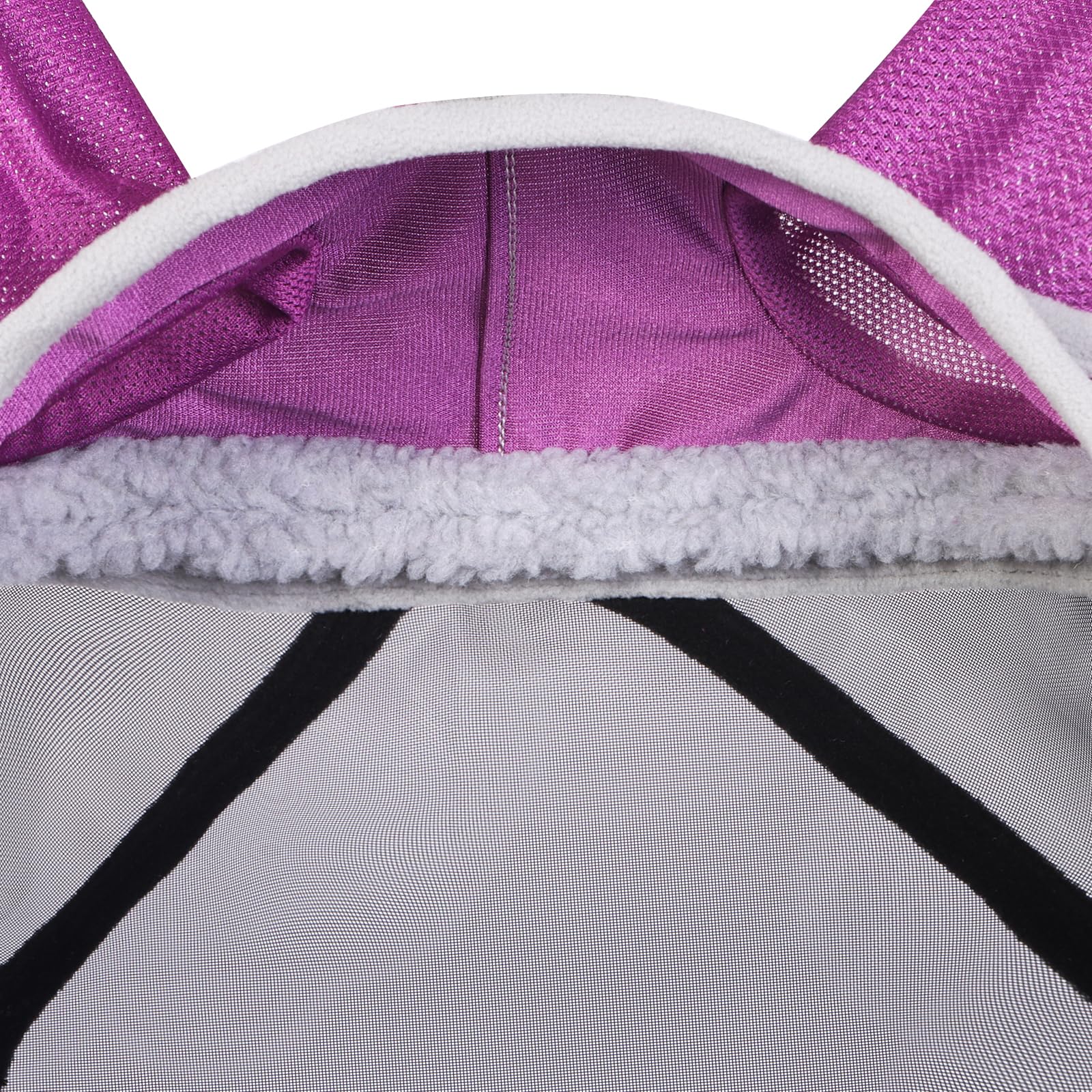 Harrison Howard CareMaster Pro Luminous Horse Fly Mask Large Eye Space Long Nose with Ears UV Protection for Horse Dark Magenta